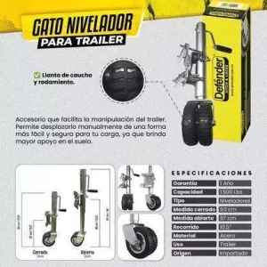 Macaco nivelador para reboque de roda dupla Defender