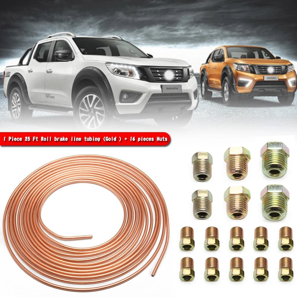 Kit de tubulação de linha de freio de cobre 3/16 od 25 pés bobina rolo de todos os acessórios de tamanho