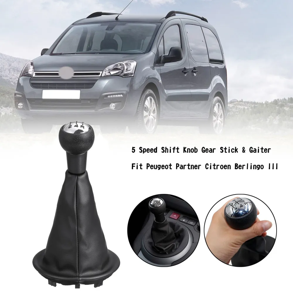 Manopla de câmbio de 5 velocidades & Polainas Fit Peugeot Partner Citroen Berlingo III
