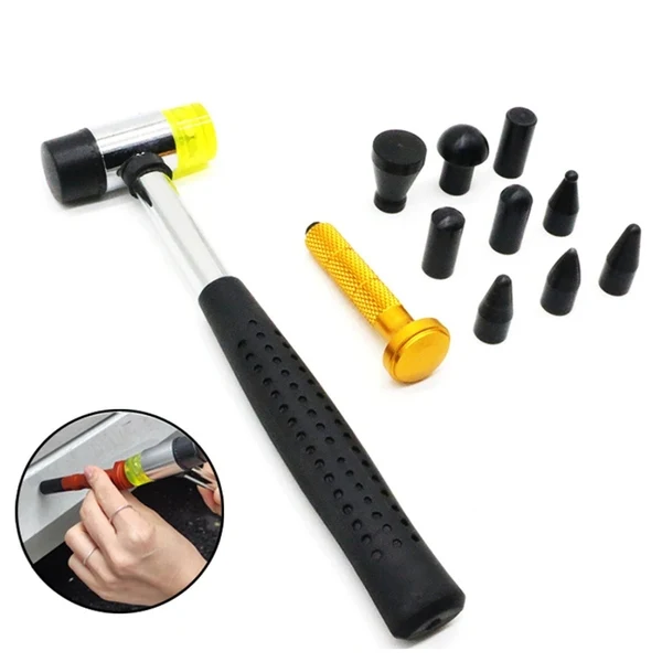 Martelo Removedor de Amassados Automotivos – Kit 9 Peças para Reparo de Lataria Sem Danificar Pintura