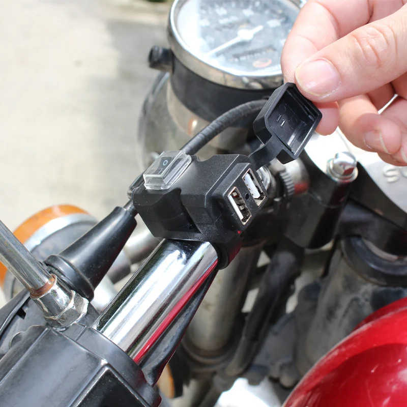 Carregador Guidão Moto 12V Porta USB Dupla Turbo Power - AMZ