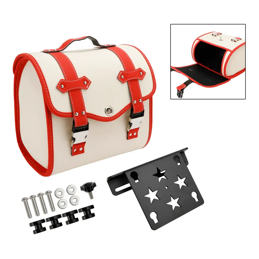 Set Quick Release Saddlebag W/ Bracket Luggage Storage White Motorbike