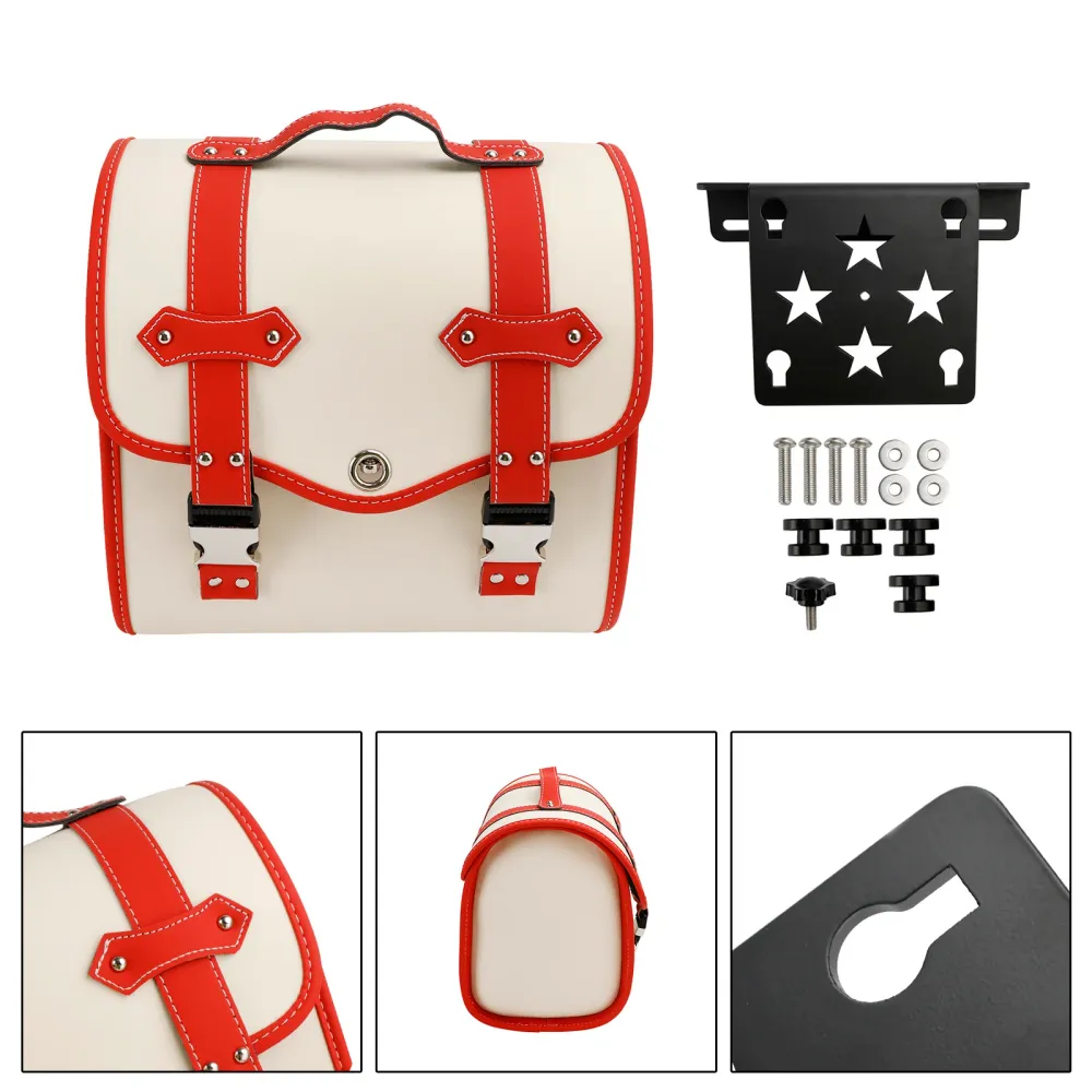 Set Quick Release Saddlebag W/ Bracket Luggage Storage White Motorbike