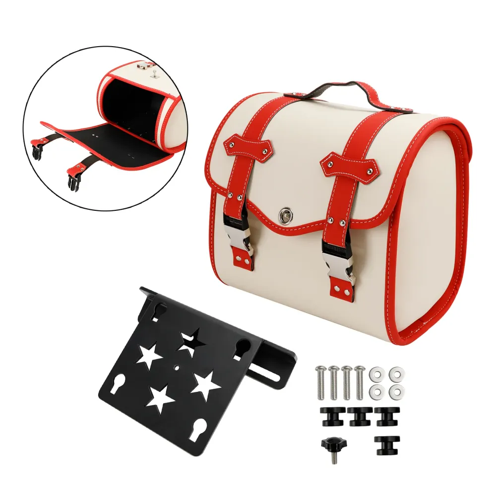 Set Quick Release Saddlebag W/ Bracket Luggage Storage White Motorbike