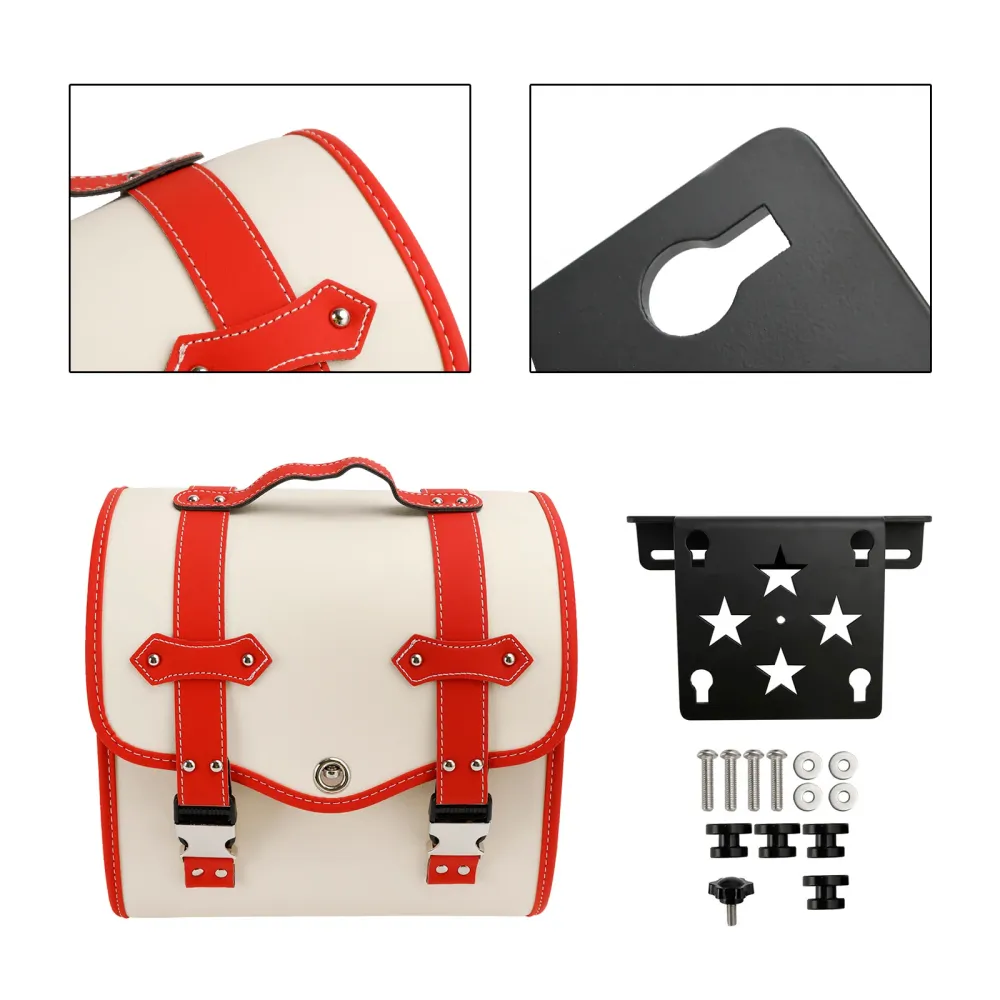 Set Quick Release Saddlebag W/ Bracket Luggage Storage White Motorbike