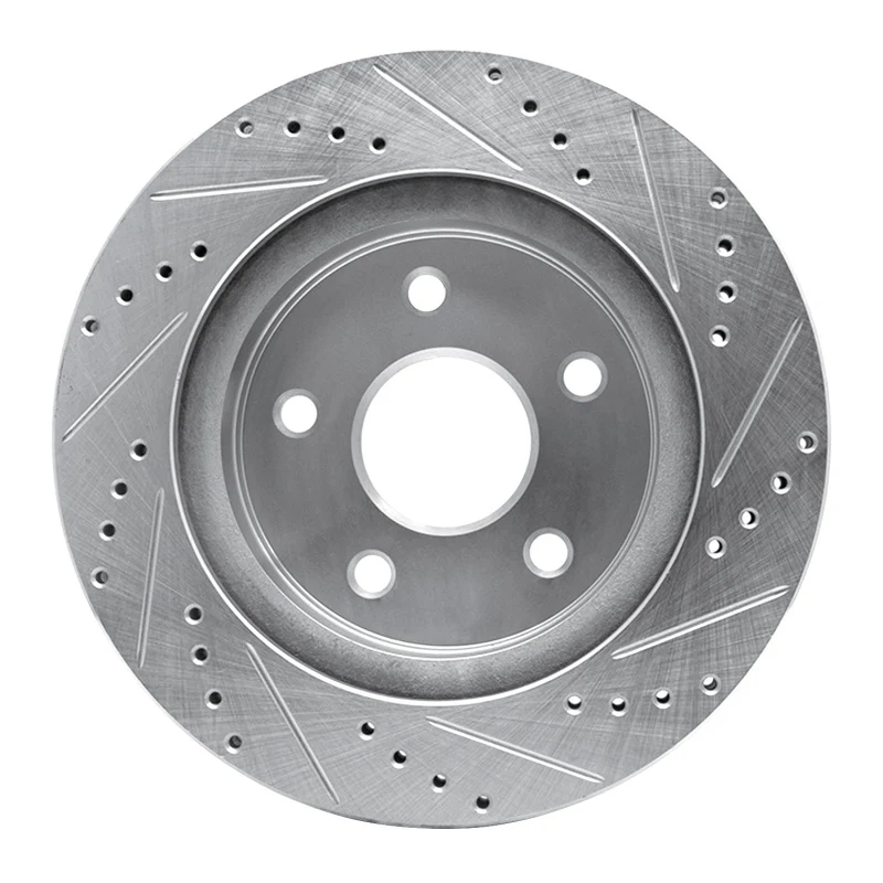 R1 02-24 Dodge Ram 1500 Front Left Drilled & Slotted Silver Brake Rotor