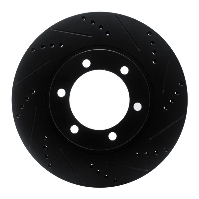 R1 03-09 Lexus GX470 Front Right Drilled & Slotted Black Brake Rotor