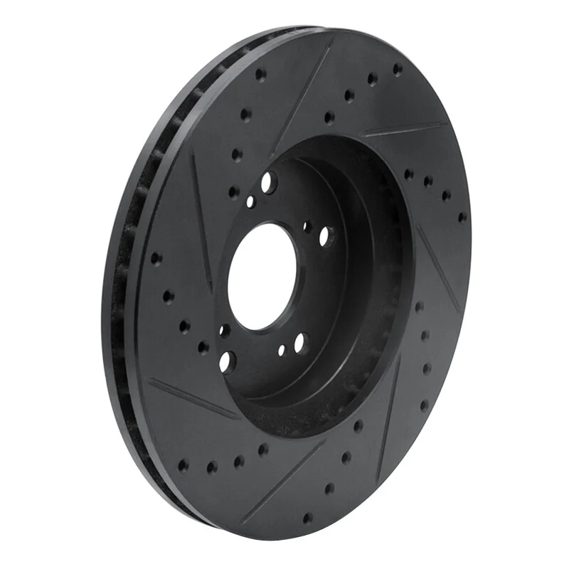 R1 04-14 Acura TSX Front Right Drilled & Slotted Black Brake Rotor