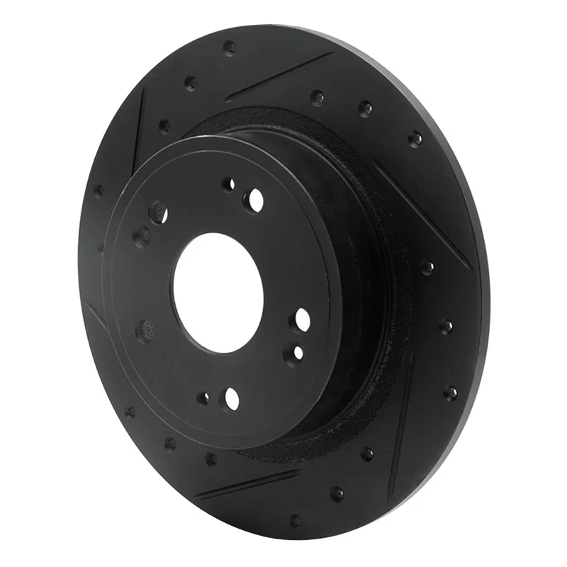 R1 05-17 Honda Accord Rear Left Drilled & Slotted Black Brake Rotor