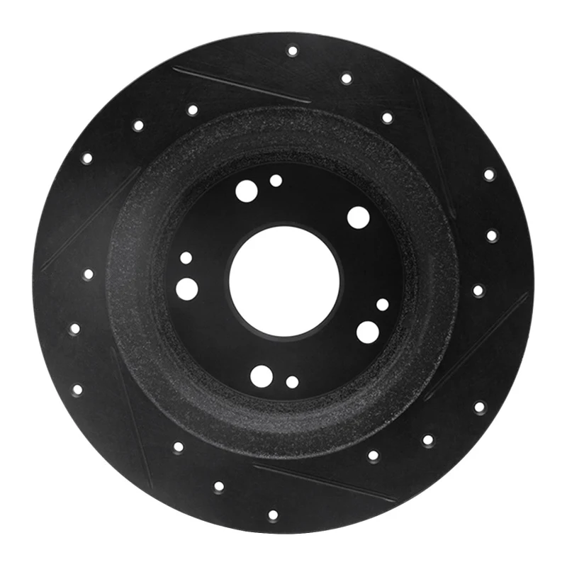 R1 05-17 Honda Accord Rear Left Drilled & Slotted Black Brake Rotor