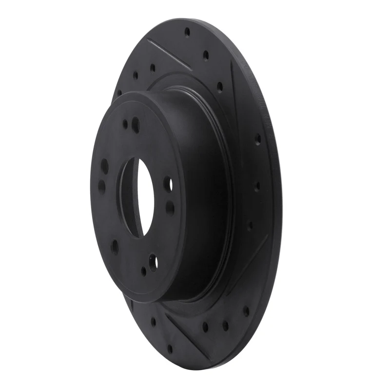 R1 05-17 Honda Accord Rear Right Drilled & Slotted Black Brake Rotor