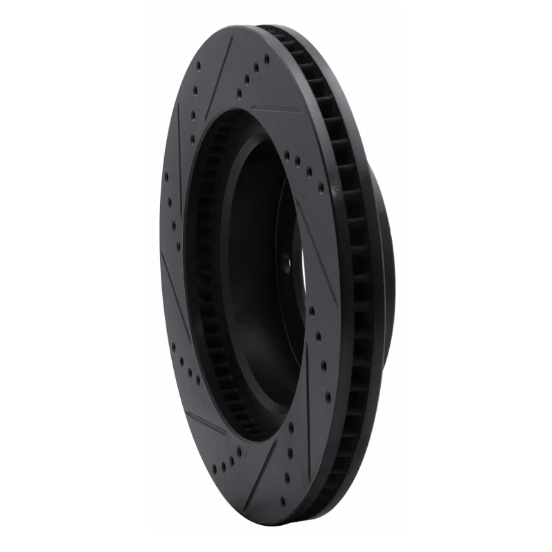 R1 05-23 Toyota Tacoma Front Right Drilled & Slotted Black Brake Rotor