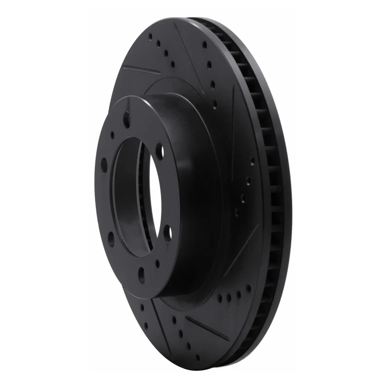 R1 05-23 Toyota Tacoma Front Right Drilled & Slotted Black Brake Rotor