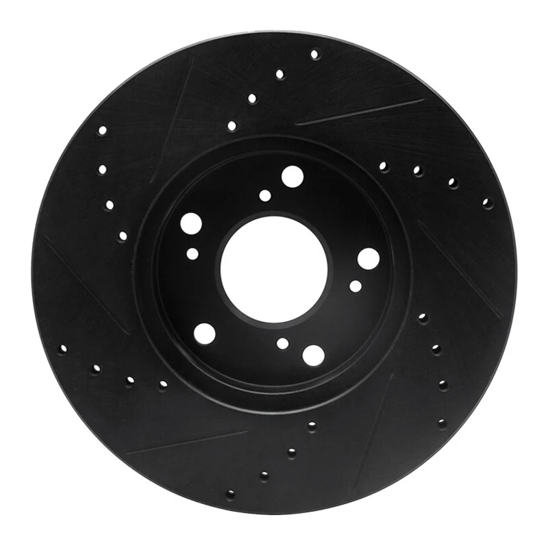 R1 06-15 Honda Civic Front Right Drilled & Slotted Black Brake Rotor