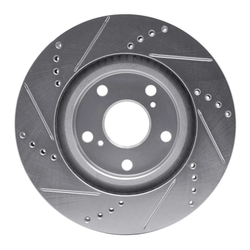 R1 06-20 Lexus ES350 Front Right Drilled & Slotted Silver Brake Rotor