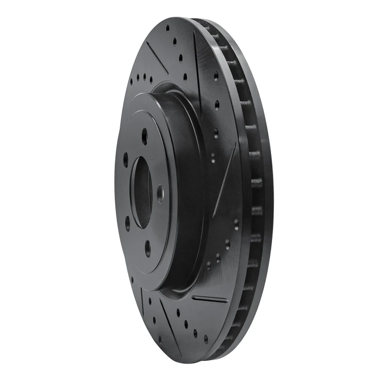 R1 09-23 Dodge Challenger Front Right Drilled & Slotted Black Brake Rotor