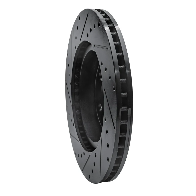 R1 09-23 Dodge Challenger Front Right Drilled & Slotted Black Brake Rotor