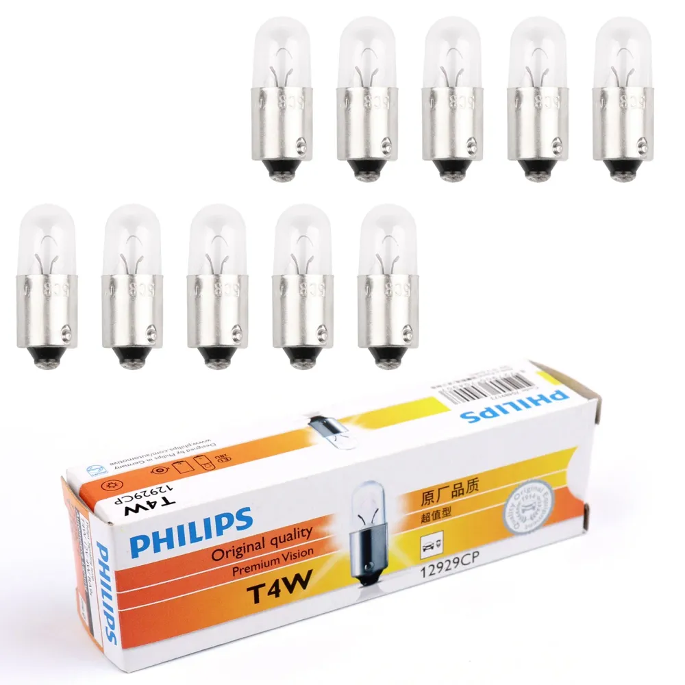 10pcs genuíno philips 12929 12V 4W T4W BA9S Premium Signaling Lamp Bulbs genérico