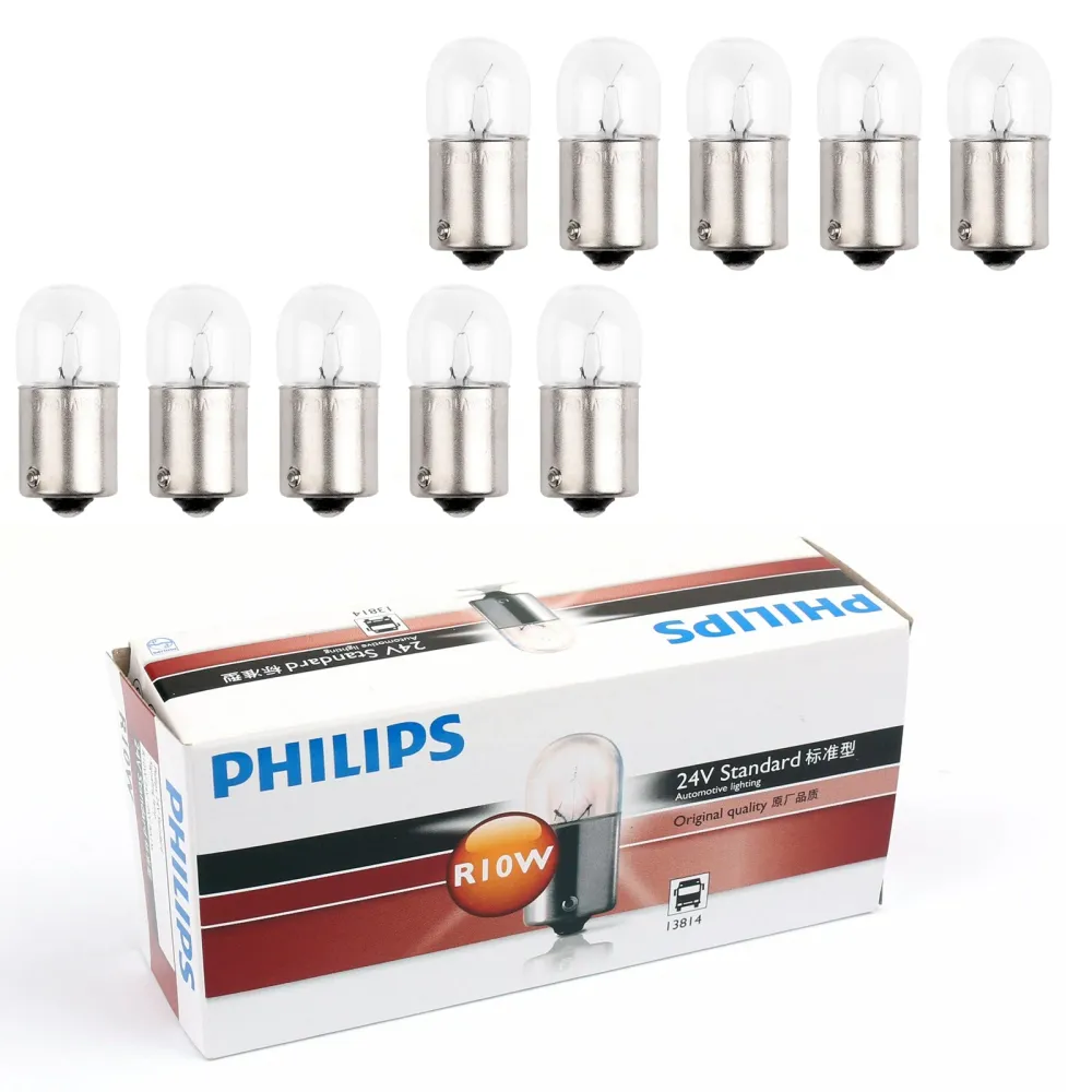 10pcs genuínos Philips 13814 24V 10W R10W BA15S Standard Singaling Lamp Bulbs genérico