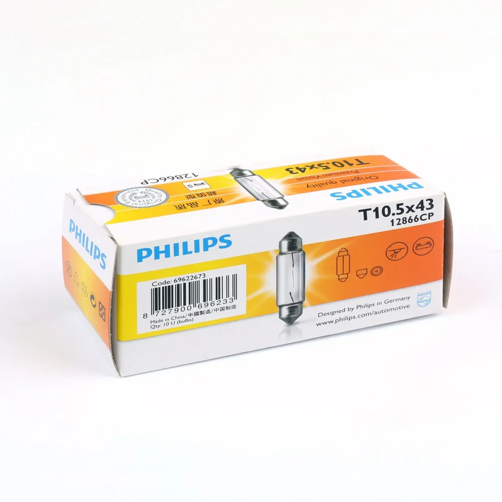 10pcs Philips 12866 12V10W C10W FEST T10.5 43 SV8.5 Lâmpada de sinalização premium genérica