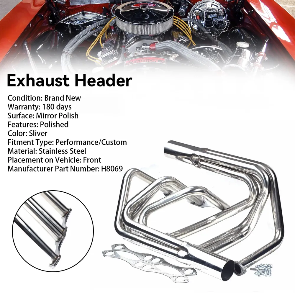 1-5/8" Coletor de ço inoxidável compatível com Chevy Small Block Roadster Sprint