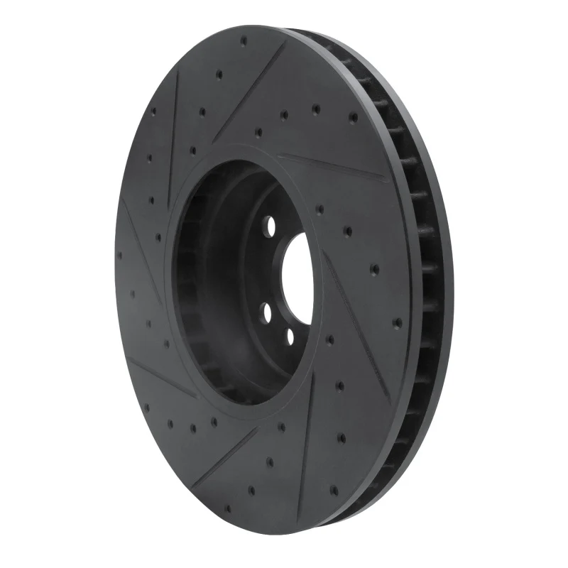 R1 16-25 BMW 230I xDrive Right Front Drilled & Slotted Black Brake Rotor