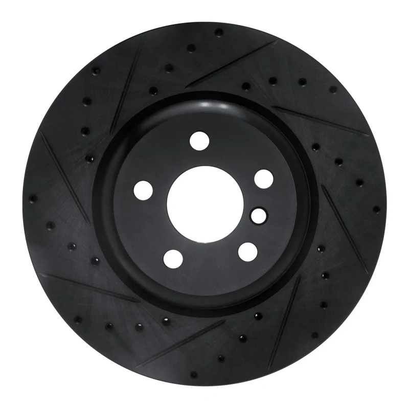 R1 16-25 BMW 430I Rear Left Drilled & Slotted Black Brake Rotor