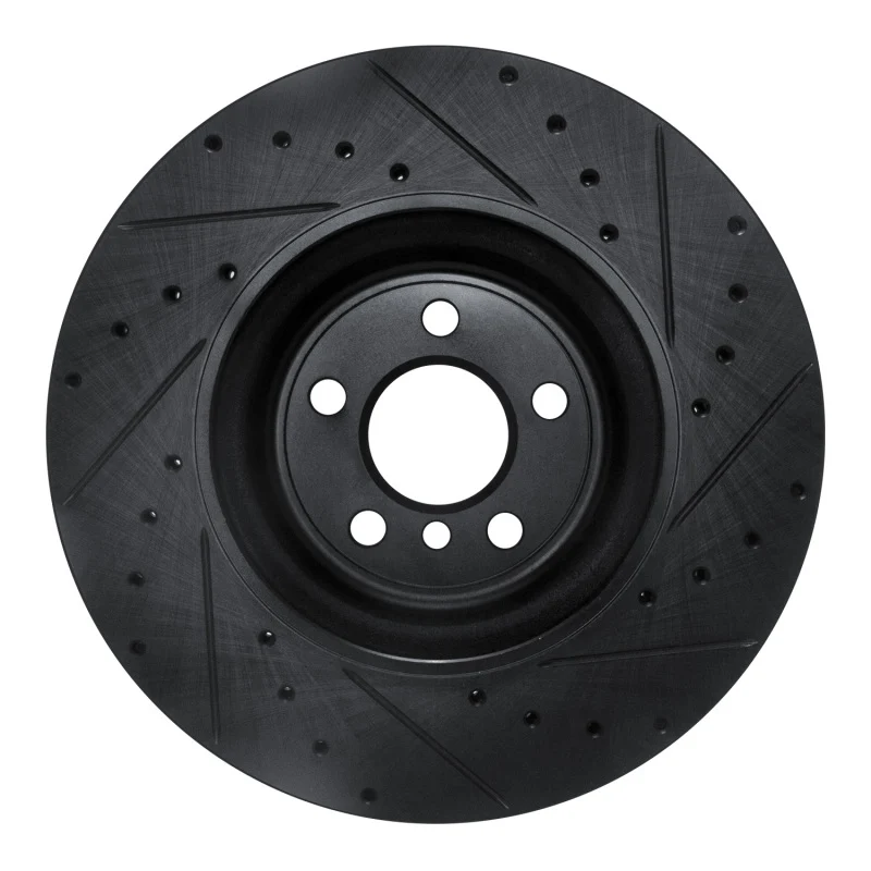 R1 16-25 BMW 430I Rear Left Drilled & Slotted Black Brake Rotor