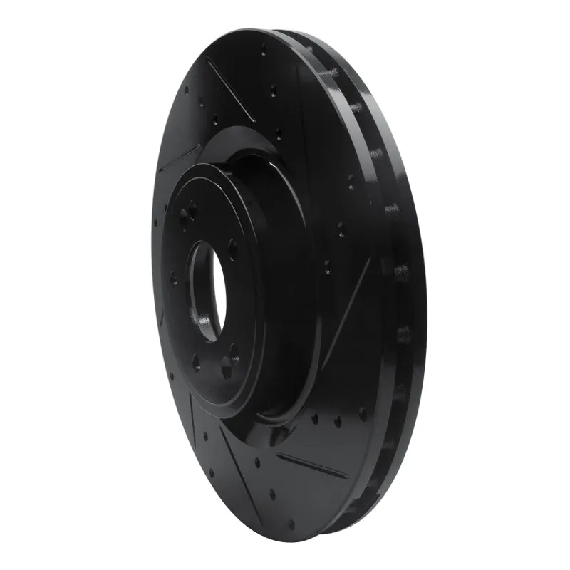 R1 18-22 Genesis G70 Front Right Drilled & Slotted Black Brake Rotor