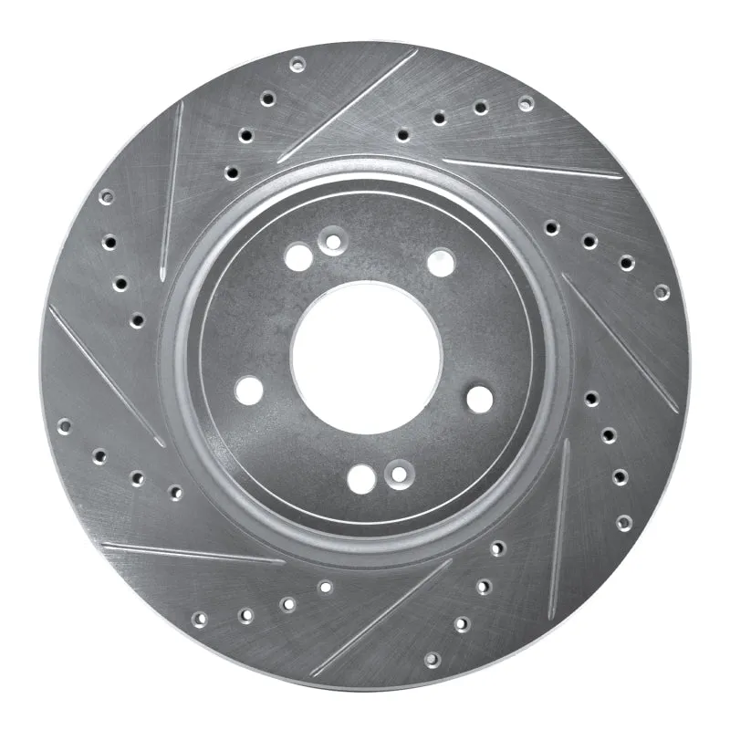 R1 18-23 Genesis G70 Front Left Drilled & Slotted Silver Brake Rotor