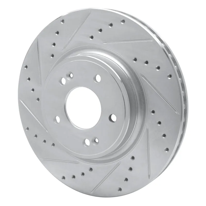 R1 18-23 Genesis G70 Front Left Drilled & Slotted Silver Brake Rotor