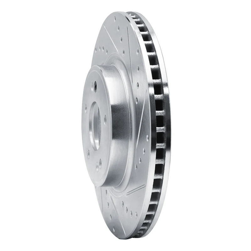 R1 18-23 Genesis G70 Front Right Drilled & Slotted Silver Brake Rotor