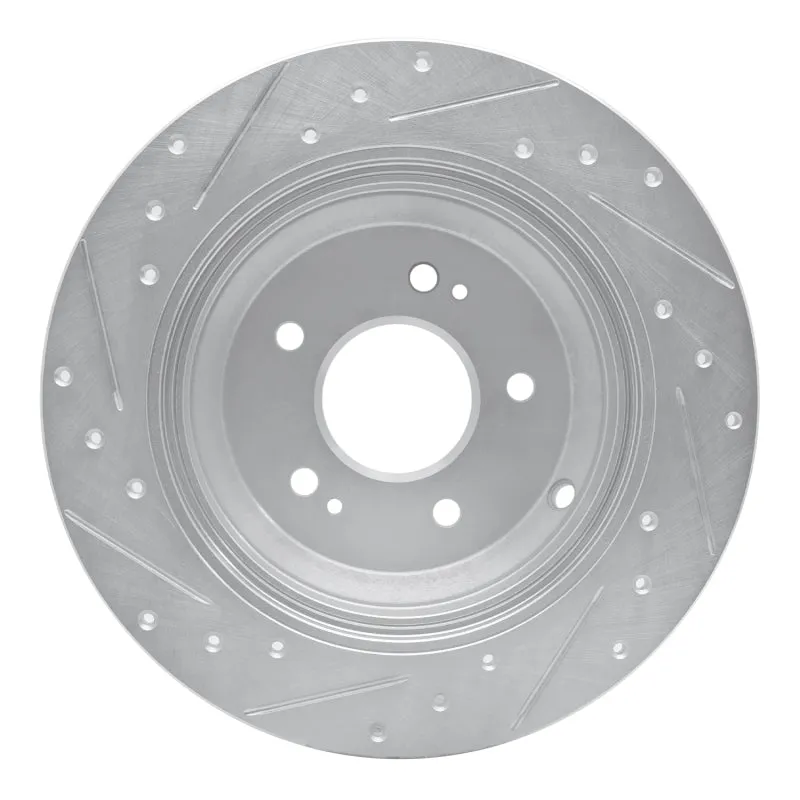 R1 18-23 Genesis G70 Rear Right Drilled & Slotted Silver Brake Rotor