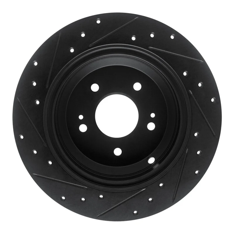 R1 18-23 Genesis G70 Rear Right Drilled & Slotted Black Brake Rotor