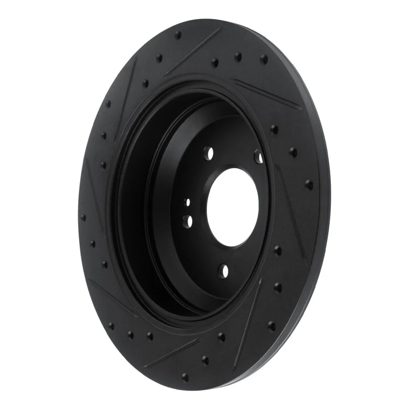 R1 18-23 Genesis G70 Rear Right Drilled & Slotted Black Brake Rotor