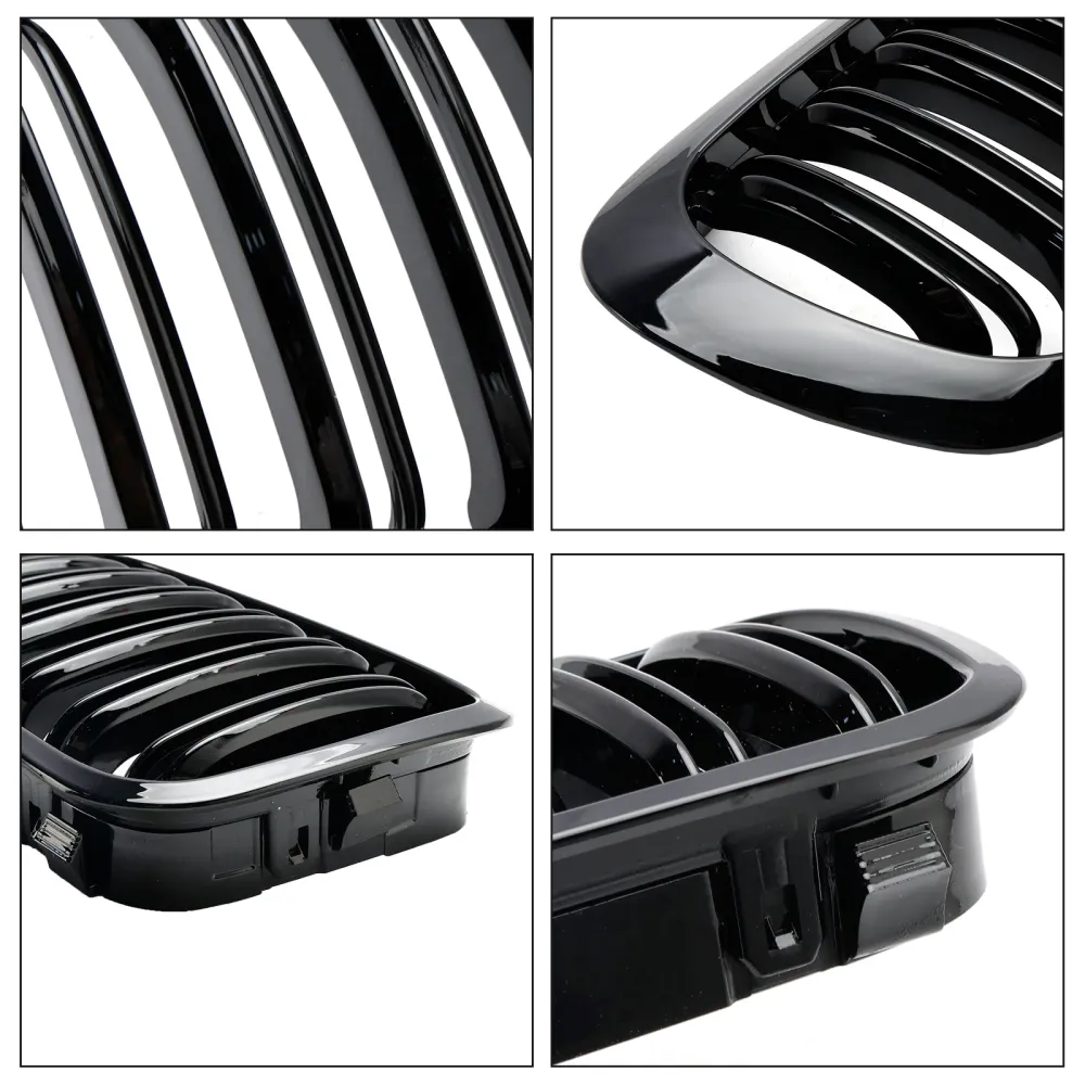 1999-2002 BMW E46 CABRIDET/CUPE 2-portas pré-facelift linha dupla grade de capuz frontal grades brilho preto genérico