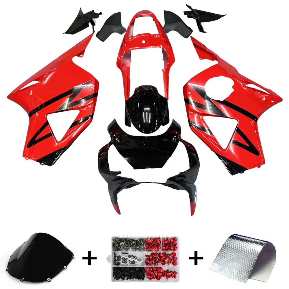2002-2003 Honda CBR 954 RR Vermelha & Carenagens RR Racing Pretas Genéricas