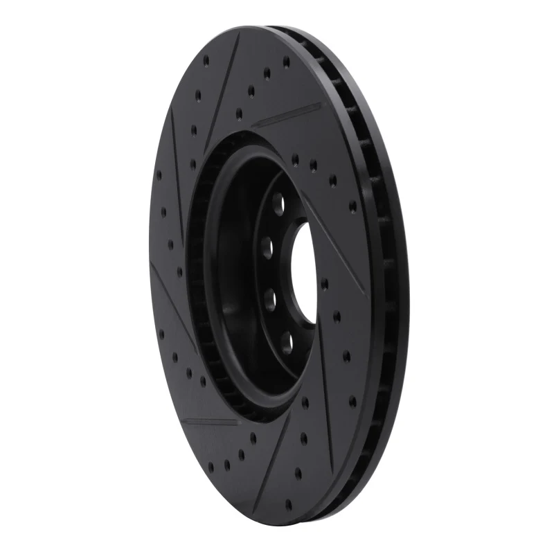 R1 2005-2025 Audi A3 Quattro Front Right Drilled & Slotted Black Brake Rotor