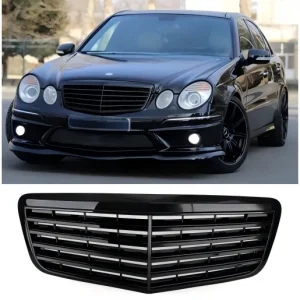 2007 2008 2009 Mercedes Benz W211 Grade do para-choque dianteiro E350 E500 E63 AMG Preto brilhante