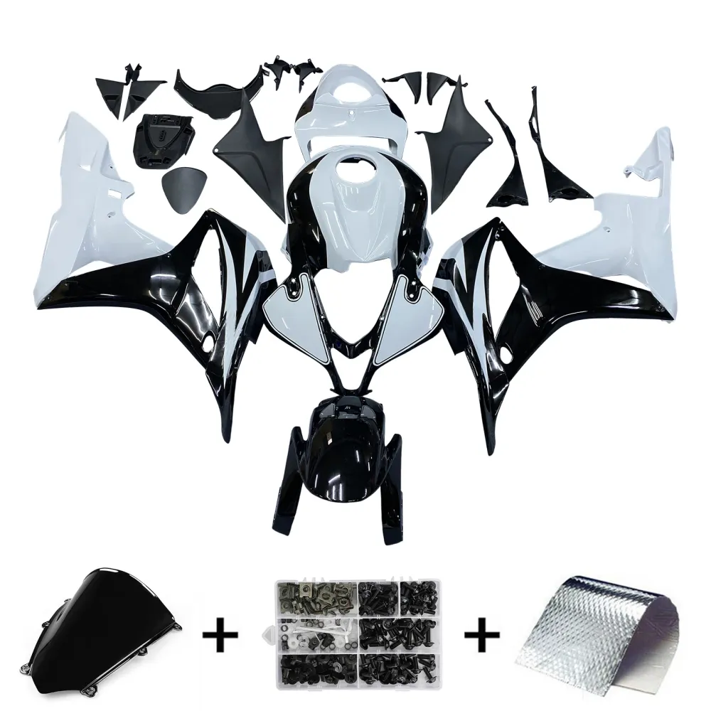 2007-2008 Honda CBR600RR Kit de carenagem preta branca
