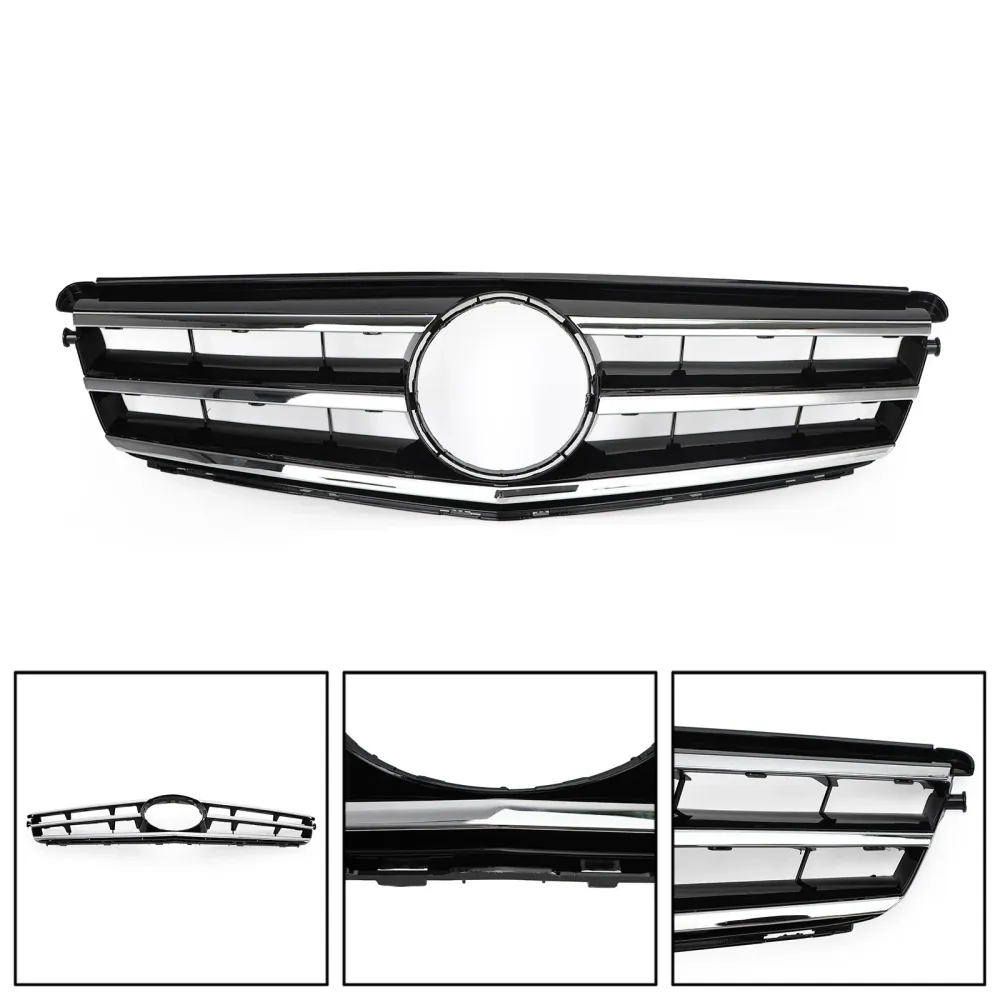 2008 2009 2010 2011 2012 2013 2014 W204 C300 C350 LED Preto Cromado Grade Dianteira Genérica