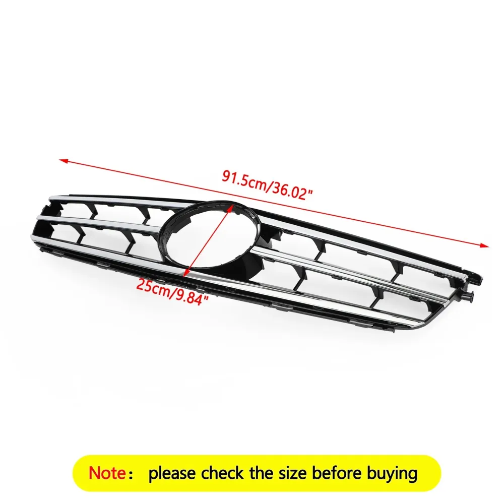2008 2009 2010 2011 2012 2013 2014 W204 C300 C350 LED Preto Cromado Grade Dianteira Genérica