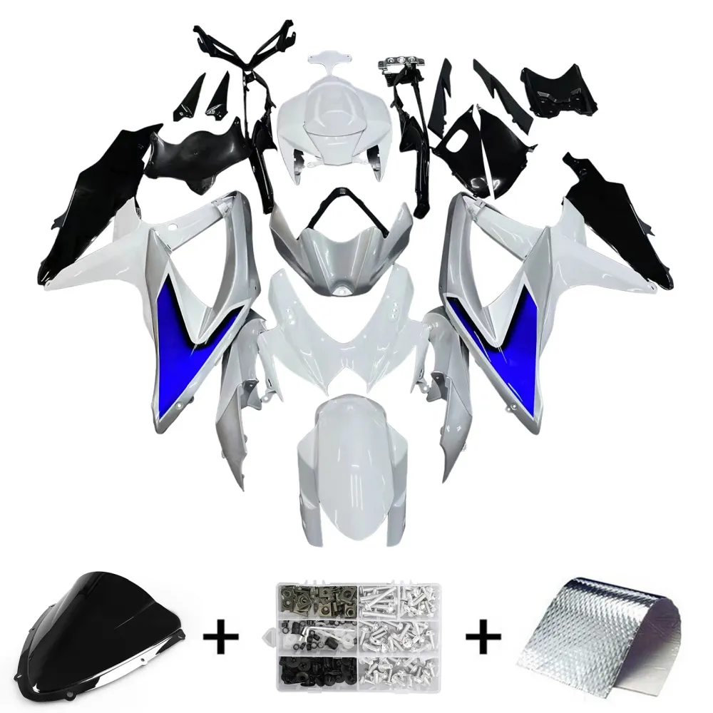 2008-2010 Suzuki GSXR 600 750 Silver White GSXR Racing Fairings genéricos