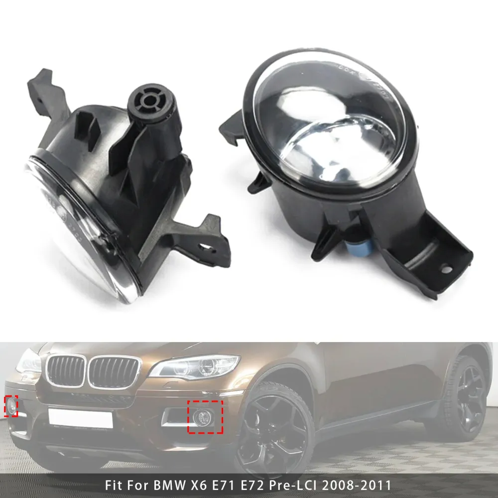 2008-2011 BMW X6 E71 E72 Par de lâmpadas de luz de nevoeiro frontal sem lâmpadas 63177187631