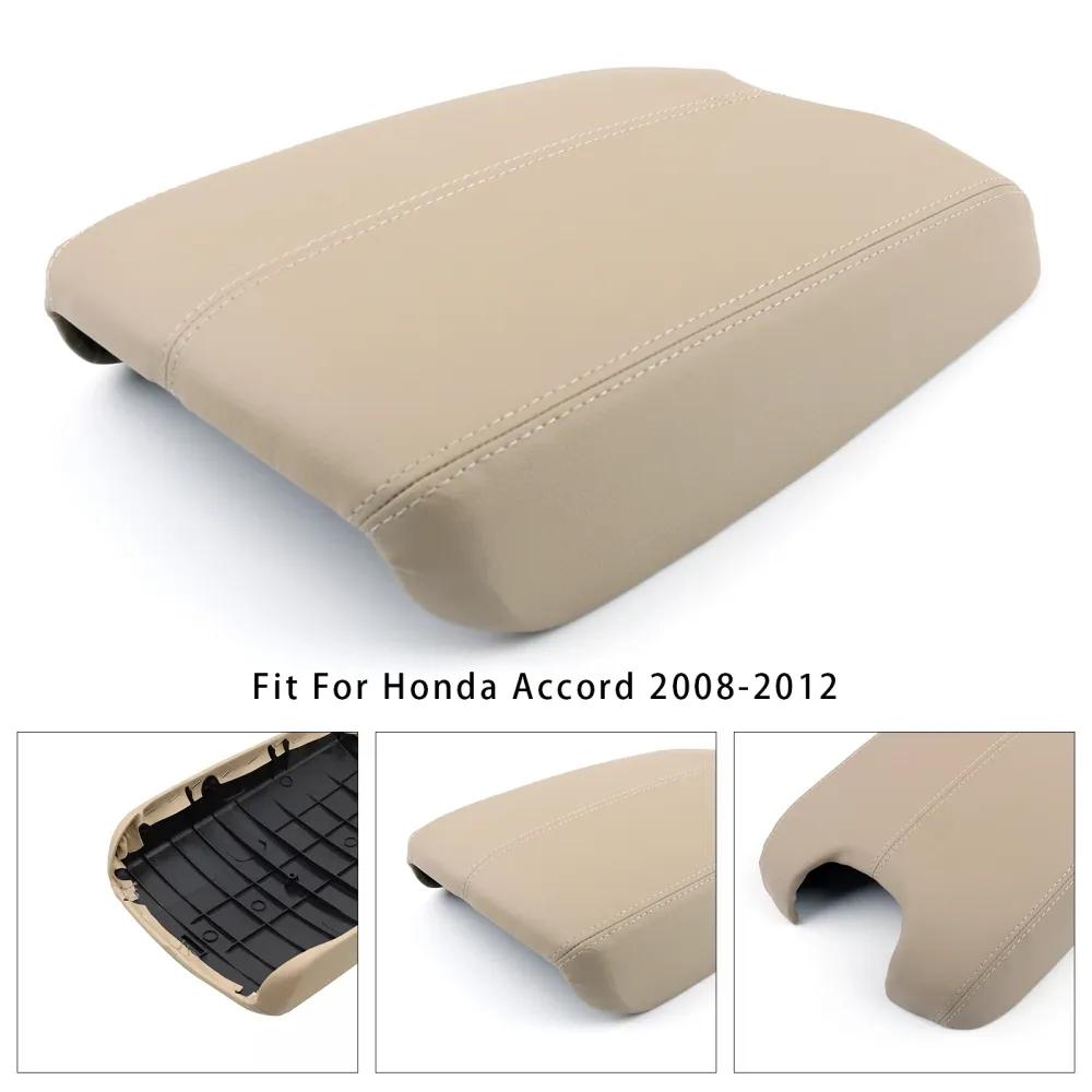 2008-2012 Honda Accord Beige Leather Armrest Center Console de tampa