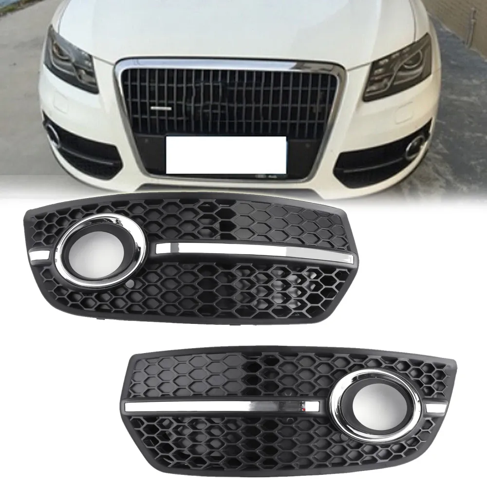 2009-2011 Audi Q5 1pc l/r para pára-choque dianteiro gitter nevoeiro tampas de lâmpada de luz genérica