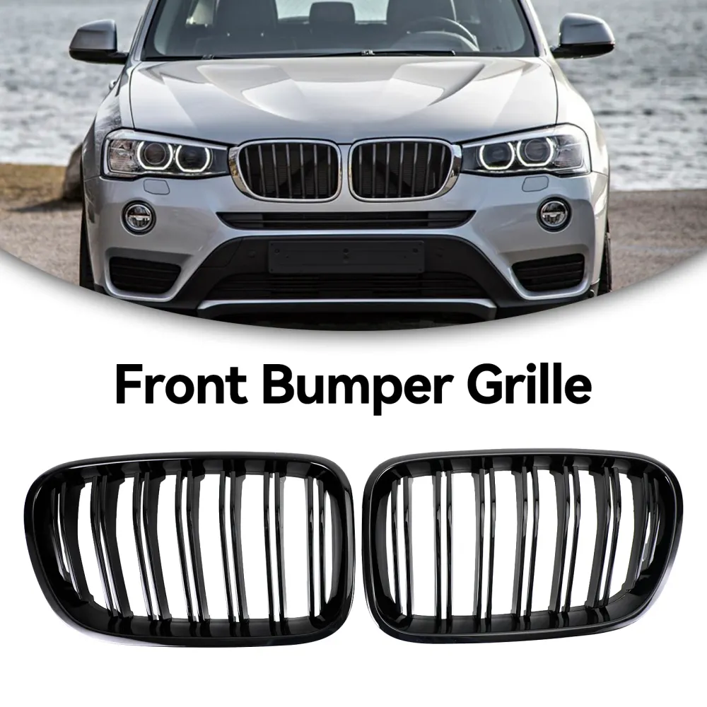 2011-2014 BMW X3 F25 Linha dupla brilho preto grade de rim dianteiro dianteiro grade