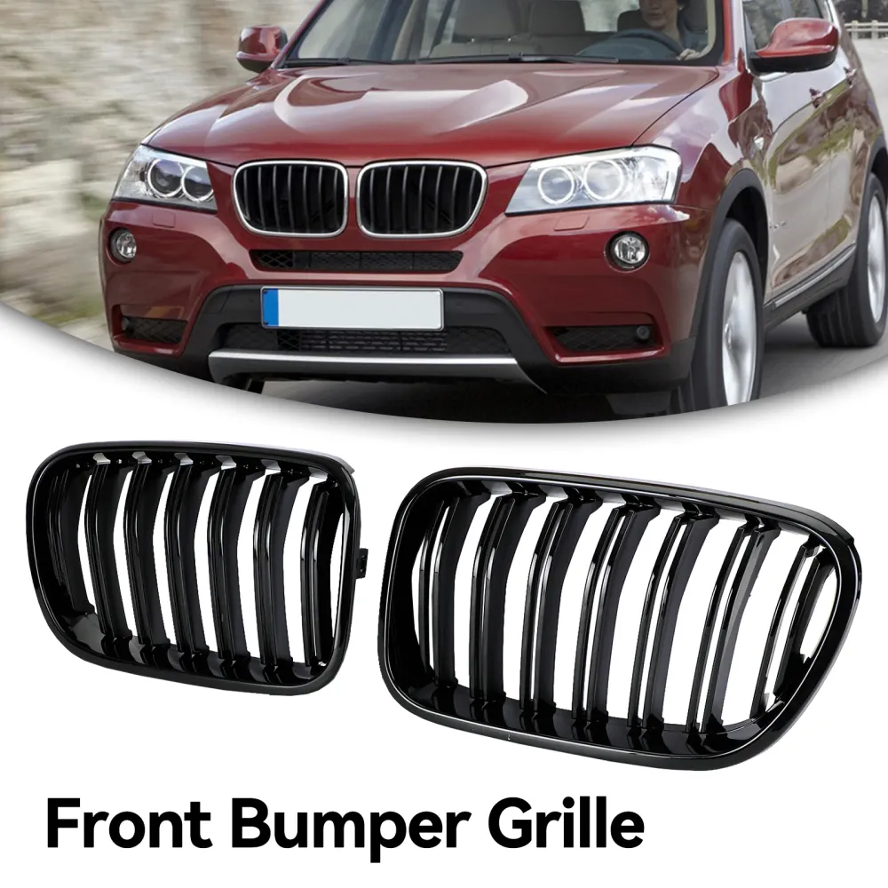 2011-2014 BMW X3 F25 Linha dupla brilho preto grade de rim dianteiro dianteiro grade