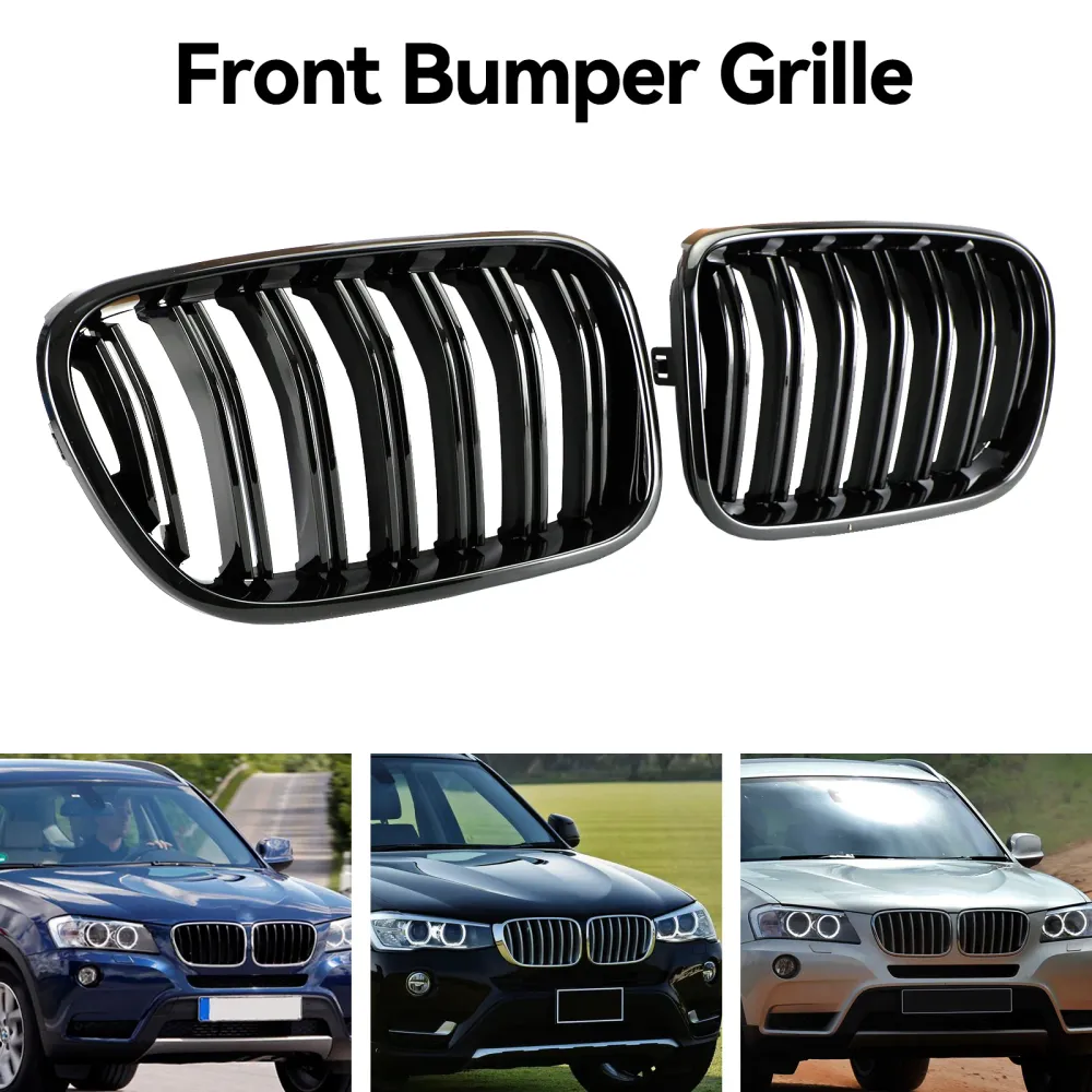 2011-2014 BMW X3 F25 Linha dupla brilho preto grade de rim dianteiro dianteiro grade