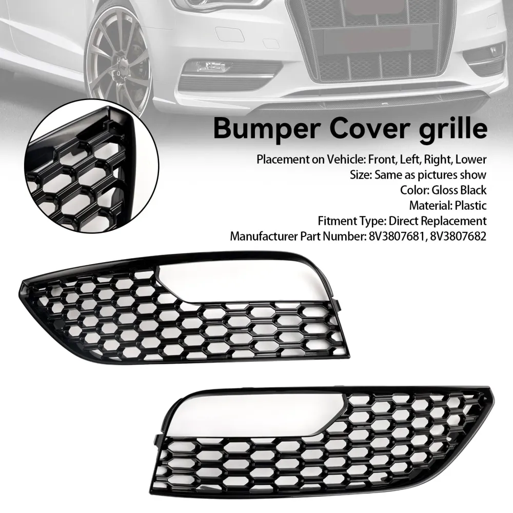 2012 2013 2014 2015 2016 Audi A3 S3 Mesh Front Bumper Fog Tampa Surround Grille 2pcs